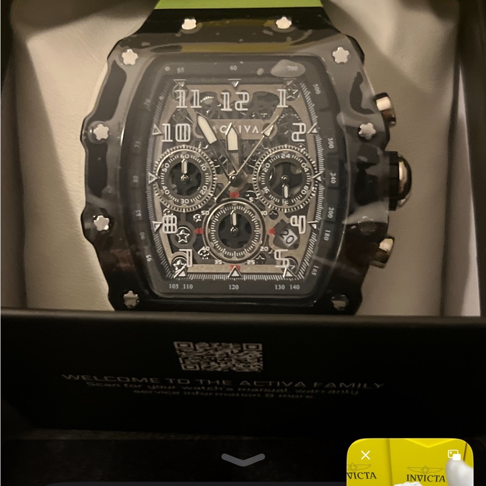 Activa by Invicta Skeleton Chronograph Unisex Black and Green Sporty Watch